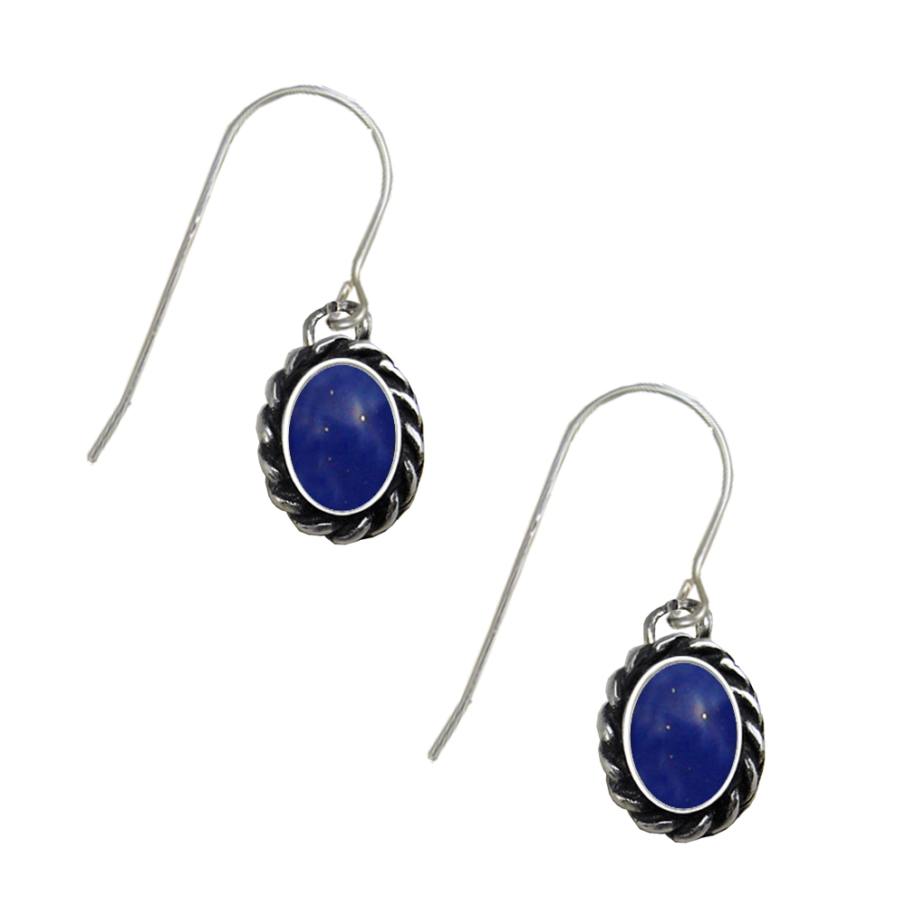 Sterling Silver Lapis Lazuli Gemstone Drop Dangle Earrings